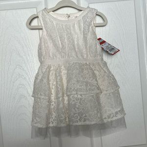 Cat & Jack Infant girls Sz 12 mo, Cream Lace, sleeveless, 2 piece dress NWT